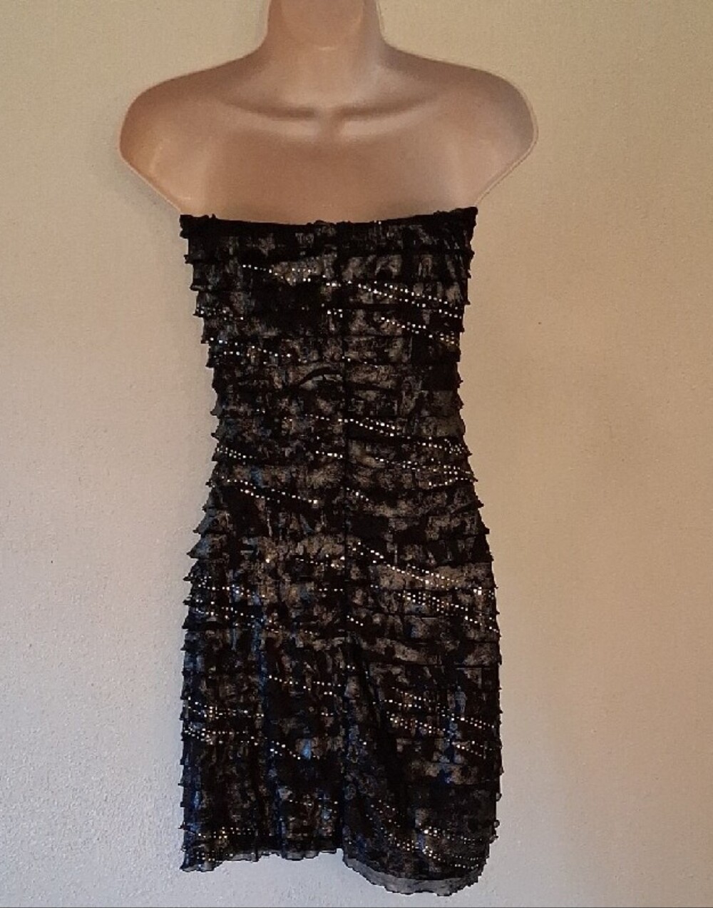 Ruby Rox Black Strapless Sequin Ruffle Dress - Picture 4 of 11